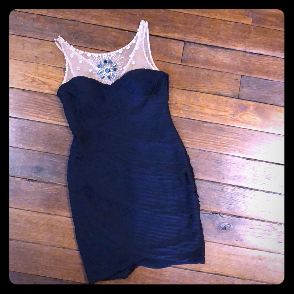 Adrianna Papell navy cocktail dress